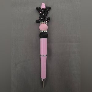 Designer Inspired Pink and Black Beaded Pen